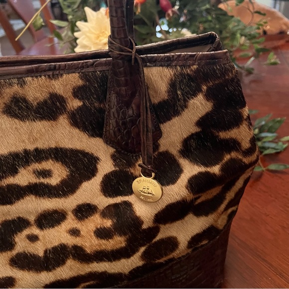 Brahmin Shoulder Tote Bag Purse Large has fur detail. Authentic - Picture 2 of 8